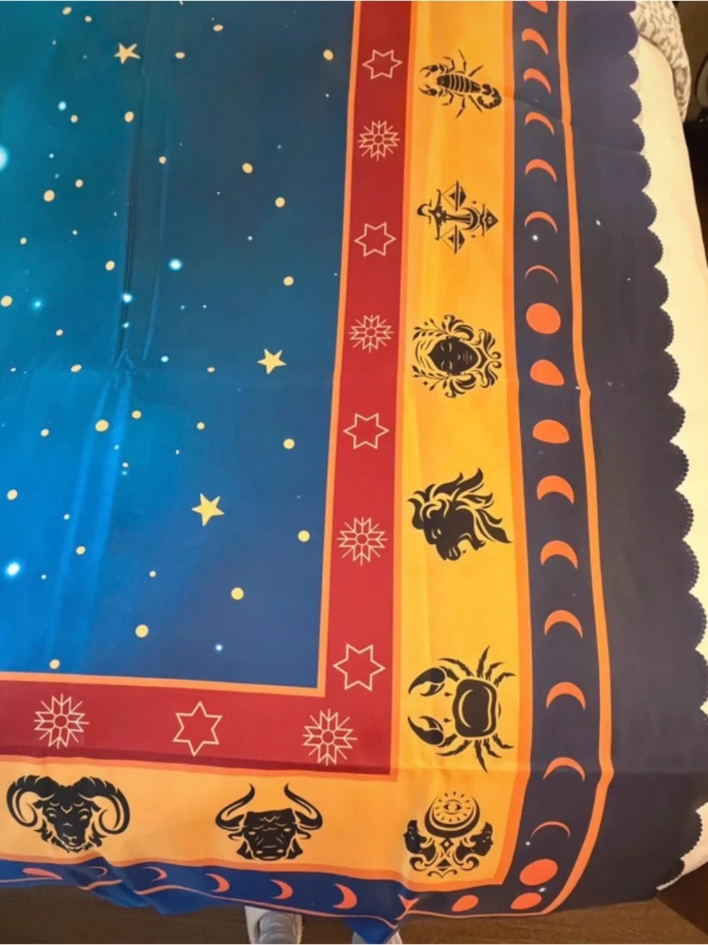 Celestial Zodiac Astrology Tablecloth Blue 60 x 86 Inch Rectangle